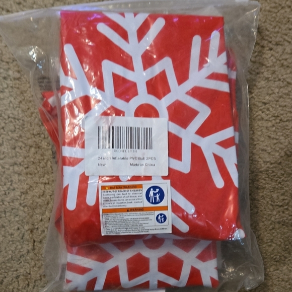 NIB 2pk 24in LIght up PVC Inflatable Christmas Ornament Balls - Picture 1 of 6